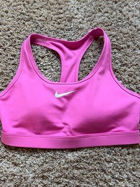 Nike Hot Pink Racerback Sports Bra with White Swoosh
